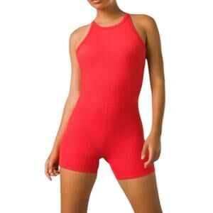 NWT Prana Becksa Shortie Romper Ribbed Red Heather One Piece Size Large Pockets